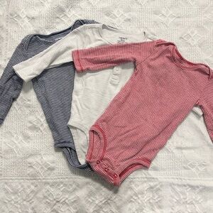 Carter's Striped Bodysuit Trio - Navy, White, Red